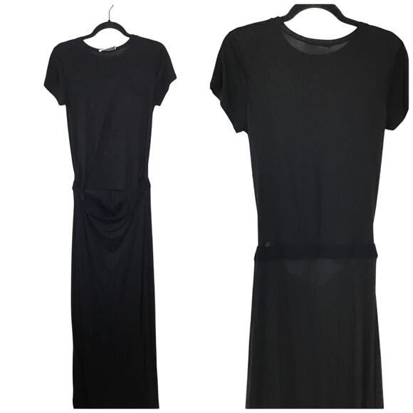 A.L.C. short sleeve black maxi dress small shirt dress - Picture 5 of 11